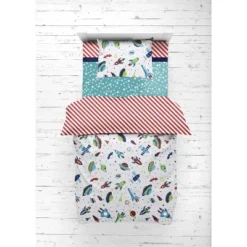 Bacati - Airspace Aqua Navy Green Red 4 Pc Toddler Bedding Set -Bacati GUEST b4c89977 3b08 4862 9eba 37004b6b55cf