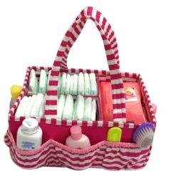 Bacati - Pin Stripes Fuschia Storage Caddy -Bacati GUEST b57d6bdc 653c 454f 8f1d d8ccfb29b756