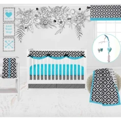 Bacati - Love Black/Turquoise Window Valance -Bacati GUEST b5be07eb 058a 48df 9739 db443ee5ebb5