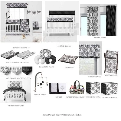 Bacati - Classic Damask White/black Storage Box Large 8 Bacati - Classic Damask White/black Storage Box Large - Image 6