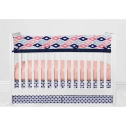 Bacati - Emma Coral Mint Navy 6 Pc Crib Bedding Set With Long Rail Guard Cover -Bacati GUEST bb49e551 7549 4b7f b251 14d58e843cff
