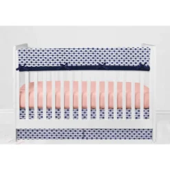 Bacati - Emma Coral Mint Navy 6 Pc Crib Bedding Set With Long Rail Guard Cover -Bacati GUEST bc66f460 962e 4962 8498 05615ce710b4