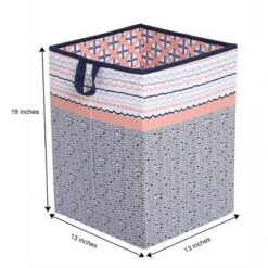 Bacati - Olivia Coral/Navy Collapsible Laundry Hamper -Bacati GUEST bca69341 8ff3 47cb 9dec 4c59d9c6849e