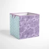 Bacati - Isabella Paisley Aqua/Lilac/Purple Fabric Storage Box/Tote Small