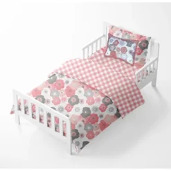 Bacati - Watercolor Floral Coral Gray 5 Pc Toddler Bedding Set -Bacati GUEST bf86737b b23c 4e71 9f1d 800074e3aa80