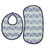 Bacati - Emma Mint/Navy Triangles Muslin 4 Pc Set Of Bibs & Burp Cloths Set -Bacati GUEST bff5033f 3b33 4cc0 9e43 b7aff5a4060f