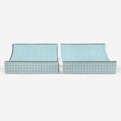 Bacati - Herringbone Quilted Muslin Changing Pad Cover Aqua -Bacati GUEST c10ff6d6 140f 4a4e 8bc4 e0dc740a99e6