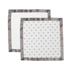 Bacati - Love/Hearts Muslin 2 Pc Security Blankets, Gray -Bacati GUEST c2169371 bd97 4c52 a49d f4c736757c46