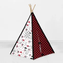 Bacati - Lumberjack Red/Black Play Tent For Kids/Toddlers, 100% Cotton Percale Fabric Cover -Bacati GUEST c22fc957 5576 4d3c acb5 e1443b07315a