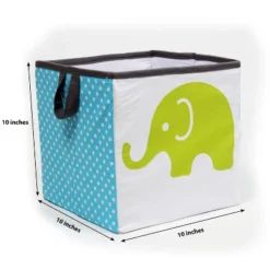 Bacati - Elephants Aqua/Lime/Gray Storage Box Small -Bacati GUEST c2a51c9a 7c9d 4917 9b23 eae7c0c4cfeb