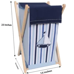 Bacati - Little Sailor Laundry Hamper With Wooden Frame