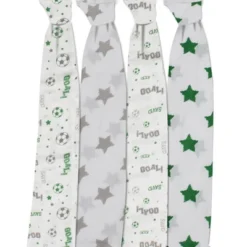 Bacati - Soccerball Green/Gray Muslin Swaddling Blankets Set Of 4 -Bacati GUEST c78e54e4 ac80 4828 8625 2ea00400f4a8