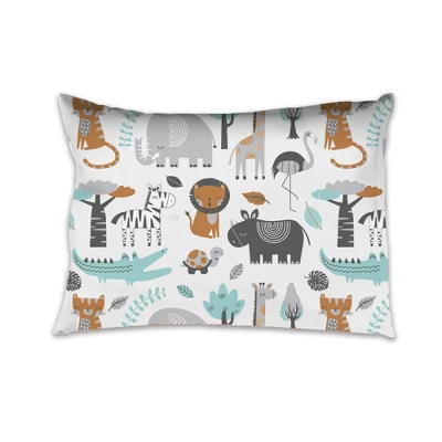 Bacati - Safari Animals Aqua Orange Gray 3 Pc Toddler Bed Sheet Set 6 Bacati - Safari Animals Aqua Orange Gray 3 Pc Toddler Bed Sheet Set - Image 4
