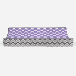 Bacati - Ikat Zigzag Lilac Dots Muslin Changing Pad Cover -Bacati GUEST c9de0968 4871 42d9 bc7b 0e36097224b4