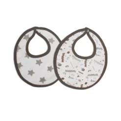 Bacati - Football Brown/Gray Muslin 4 Pc Set Of Bibs & Burp Cloths Set