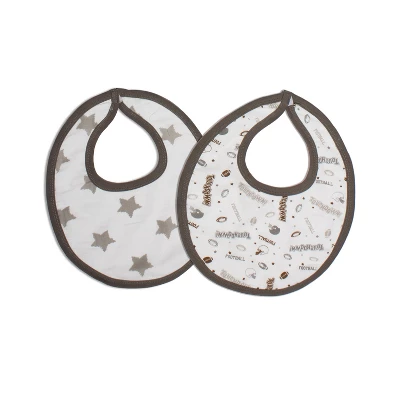 Bacati - Football Brown/Gray Muslin 4 Pc Set Of Bibs & Burp Cloths Set 3 Bacati - Football Brown/Gray Muslin 4 Pc Set Of Bibs & Burp Cloths Set