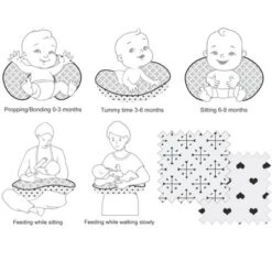 Bacati - 3 Pc Love/Hearts Black Muslin Hugster Feeding & Infant Support Nursing Pillow With 2 Removable Zippered Covers -Bacati GUEST cc392955 70a6 4efc 85f2 a57f45cf94cb