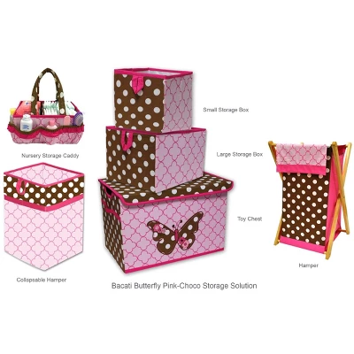 Bacati - Butterflies/Ladybugs Pink/Chocolate Storage Box Large 6 Bacati - Butterflies/Ladybugs Pink/Chocolate Storage Box Large - Image 4
