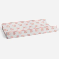 Bacati - Olivia Coral Feathers Quilted Muslin Changing Pad Cover -Bacati GUEST d0cd79de 3a50 4f09 a9b4 2c8c88e52a00