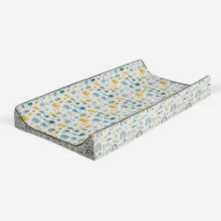 Bacati - Little Dino Boys Teal/Yellow Muslin Quilted Changing Pad Cover -Bacati GUEST d2c9e30f 7a65 482c b593 66266e2cc7a0
