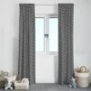 Bacati - Love Black Warp Stripes Cotton Printed Single Window Curtain Panel