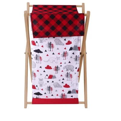 Bacati - Woodlands Red/Black/Gray Laundry Hamper With Wooden Frame 3 Bacati - Woodlands Red/Black/Gray Laundry Hamper With Wooden Frame