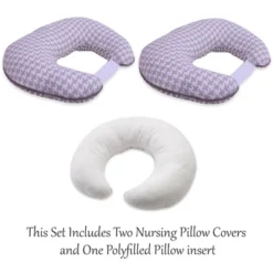 Bacati - 3 Pc Houndstooth/Herringbone Gray Muslin Hugster Feeding & Infant Support Nursing Pillow With 2 Removable Zippered Covers -Bacati GUEST d49dd521 dcdb 446d aabd 49851bc96829