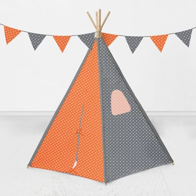 Bacati - Arrows Orange Gray Play Tent For Kids/Toddlers, 100% Cotton Percale Fabric Cover 3 Bacati - Arrows Orange Gray Play Tent For Kids/Toddlers, 100% Cotton Percale Fabric Cover