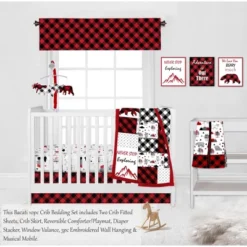 Bacati - Lumberjack Red Black Gray 10 Pc Crib Bedding Set With 2 Crib Fitted Sheets -Bacati GUEST d50a4f09 468e 4675 9396 1f47ebc275c4