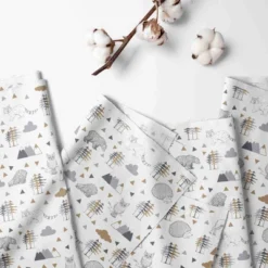 Bacati - Woodlands Gray Beige Neutral Cotton 3 Pc Toddler Sheet Set