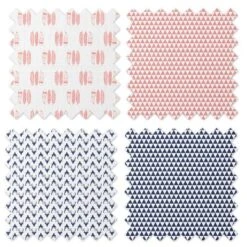 Bacati - Olivia Coral/Navy Muslin Buck/Feathers/Triangles Swaddling Blankets Set Of 4 -Bacati GUEST d555310c 0a9a 41ab 9c30 dd5c7fa04bf4