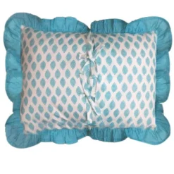 Bacati - Sophia Paisley Aqua/Coral Throw Pillow