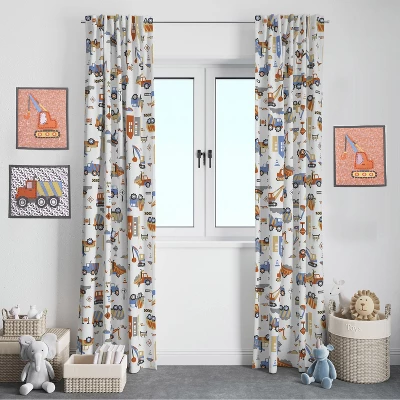 Bacati - Construction Yellow/Orange/Grey/Blue Curtain Panel 3 Bacati - Construction Yellow/Orange/Grey/Blue Curtain Panel