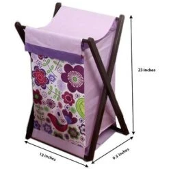 Bacati - Botanical Purple Laundry Hamper With Wooden Frame -Bacati GUEST d8d44033 ff5d 4052 a54b 9acce321cbc9