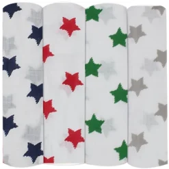 Bacati - Stars Boys Swaddling Muslin Blankets Of 4 (Navy,Green, Red,Gray) 8 Bacati - Stars Boys Swaddling Muslin Blankets Of 4 (Navy,Green, Red,Gray) -Bacati GUEST d944c2e4 32f7 45bc 8c9b 4d902d1ce2aa