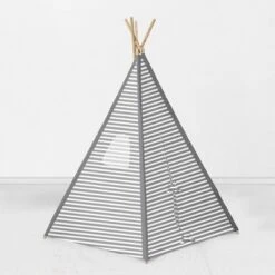 Bacati - Gray Stripes Play Tent For Kids/Toddlers, 100% Cotton Percale Fabric Cover -Bacati GUEST da4da094 1299 4ffd 9b18 d85be6d6afcd