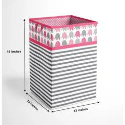 Bacati - Elephant Pink/Gray Collapsible Laundry Hamper -Bacati GUEST daa3afc1 58a7 4608 902e 771eedb7df98