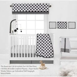 Bacati - Dots Stripes Black/White 10 Pc Crib Bedding Set With 2 Crib Fitted Sheets 14 Bacati - Dots Stripes Black/White 10 Pc Crib Bedding Set With 2 Crib Fitted Sheets -Bacati GUEST dc0ec58f 0c0b 4a2b 8a1f eac553c4400c