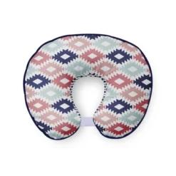 Bacati - 3 Pc Emma Aztec Print Coral Mint Navy Hugster Feeding & Infant Support Nursing Pillow