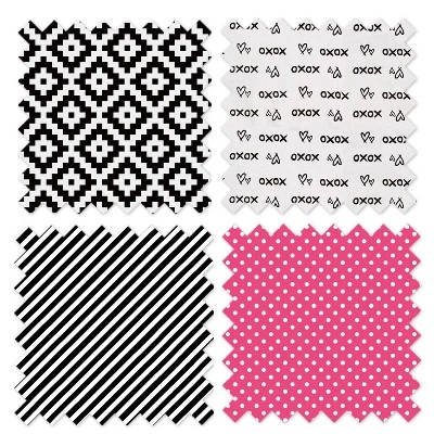 Bacati - Love Black/Fuschia Set Of 2 Small Side Crib Rail Guard Covers 6 Bacati - Love Black/Fuschia Set Of 2 Small Side Crib Rail Guard Covers - Image 4