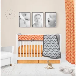 Bacati - Mix N Match Chevron/Dots Long Crib Rail Guard Cover Orange/Gray -Bacati GUEST dfaf51cf b187 414c a01c 86bbbadd992f