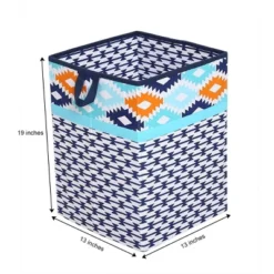 Bacati - Liam Kilim Aqua/Orange/Navy Collapsible Laundry Hamper -Bacati GUEST e27419aa 5f29 4a01 89fa 061d273f0688