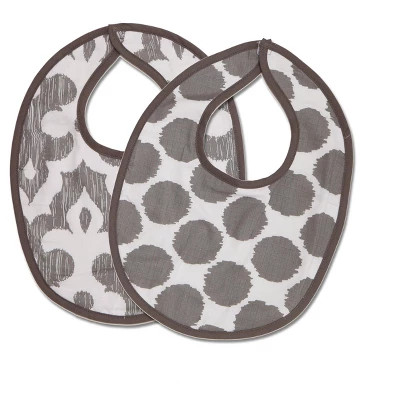 Bacati - Ikat Lilac/Gray Dots/Leopard Muslin 4 Pc Set Of Bibs & Burp Cloths Set 5 Bacati - Ikat Lilac/Gray Dots/Leopard Muslin 4 Pc Set Of Bibs & Burp Cloths Set - Image 3