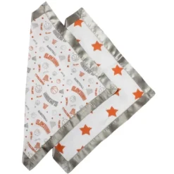 Bacati - Basketball Orange/Gray Muslin 2 Pc Security Blankets