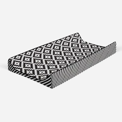 Bacati - Love Black/White Warp Stripes Changing Pad Cover 8 Bacati - Love Black/White Warp Stripes Changing Pad Cover - Image 6