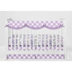 Bacati - Watercolor Floral Purple Gray Long Side Crib Rail Guard Cover -Bacati GUEST e5793575 60b5 46ba b149 cf566afcf1fe