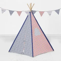 Bacati - Olivia Girls Coral Navy Play Tent For Kids/Toddlers, 100% Cotton Percale Fabric Cover -Bacati GUEST e74f4fb3 2d5f 4bba 8ad7 4fea95bfb599