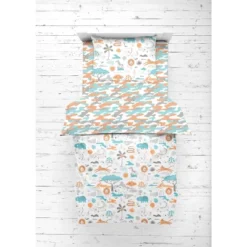 Bacati - Jungle Safari Boys Aqua/Orage Muslin 5 Pc Toddler Bedding Set With Dec Pillow -Bacati GUEST e75c38a9 2c94 4748 9a34 842f92a65f15