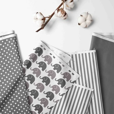 Bacati - Elephants White/Gray Crib Rail Guard Covers Set Of 2 3 Bacati - Elephants White/Gray Crib Rail Guard Covers Set Of 2