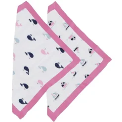 Bacati - Little Sailor Girls Boats/Whales Muslin 2 Pc Security Blankets